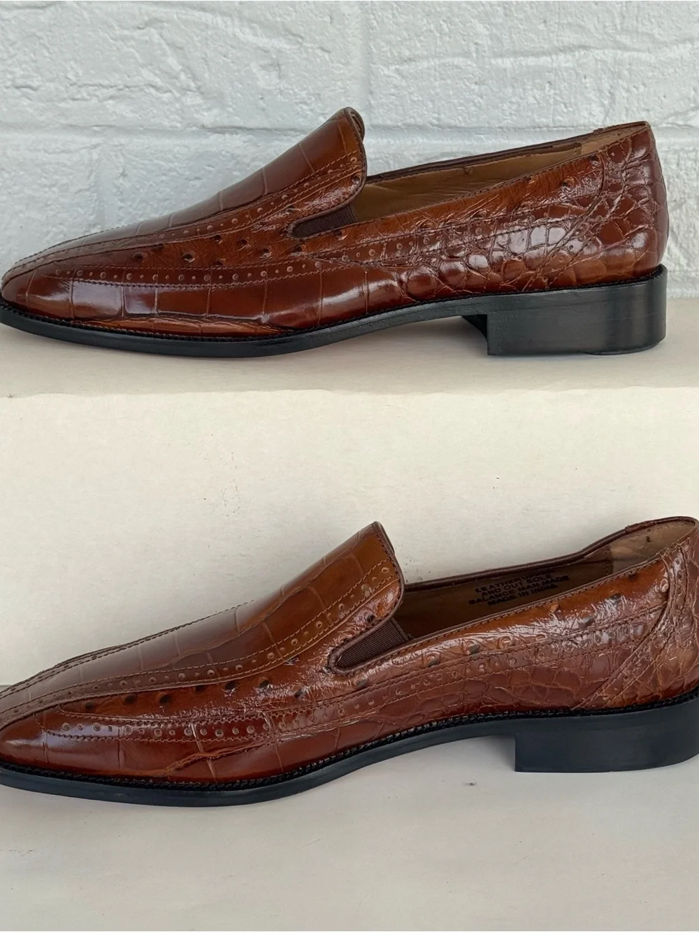 Stacy Adams Alligator Print Square Toe Loafers Men's 8